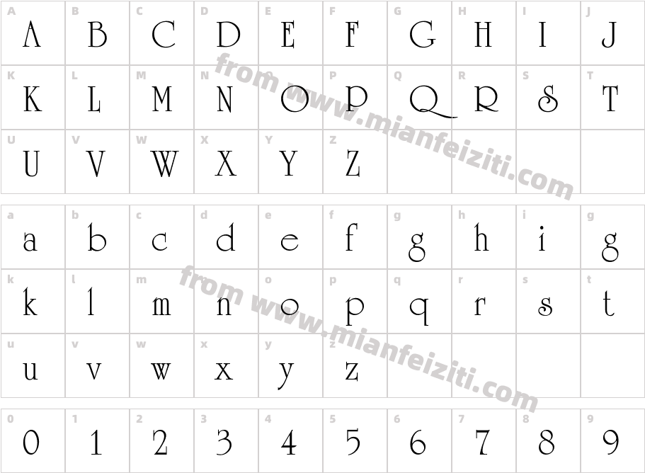 Occidental字体字体映射图