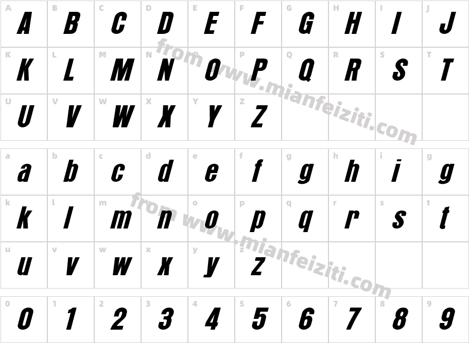 Ornoli Italic字体字体映射图
