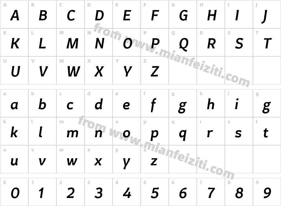 CertaSans-MediumItalic字体字体映射图