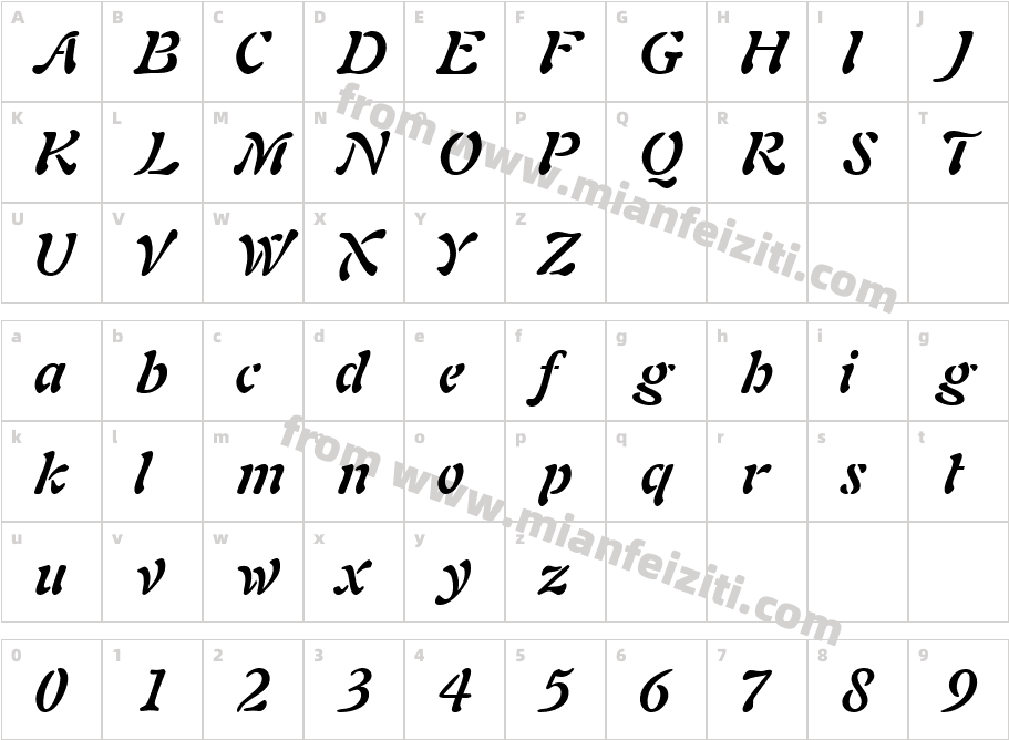 ParielSSK Bold Italic字体字体映射图