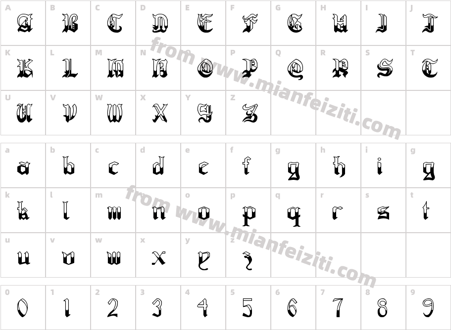 Regothic Medieval字体字体映射图