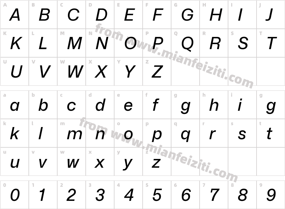 Mona-Sans Medium Italic字体字体映射图