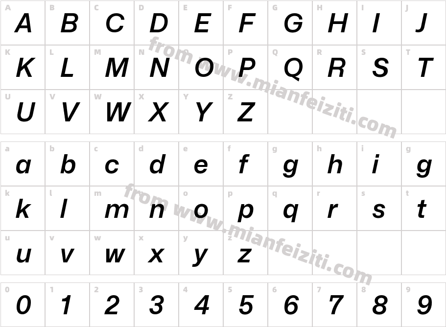 Mona-Sans SemiBold Italic字体字体映射图