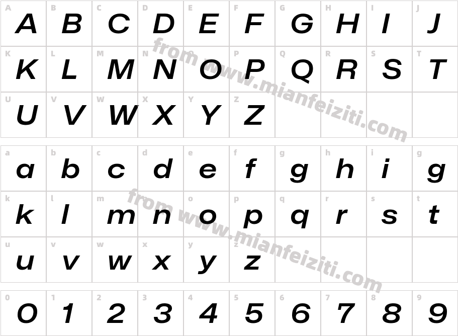 Mona-Sans SemiBold Wide Italic字体字体映射图