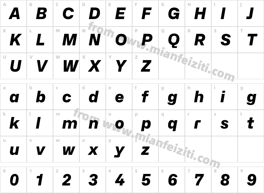Hubot-Sans ExtraBold Italic字体字体映射图