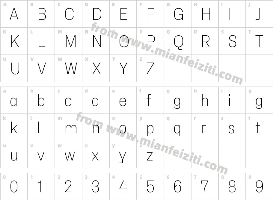 Hubot-Sans ExtraLight Semi字体字体映射图
