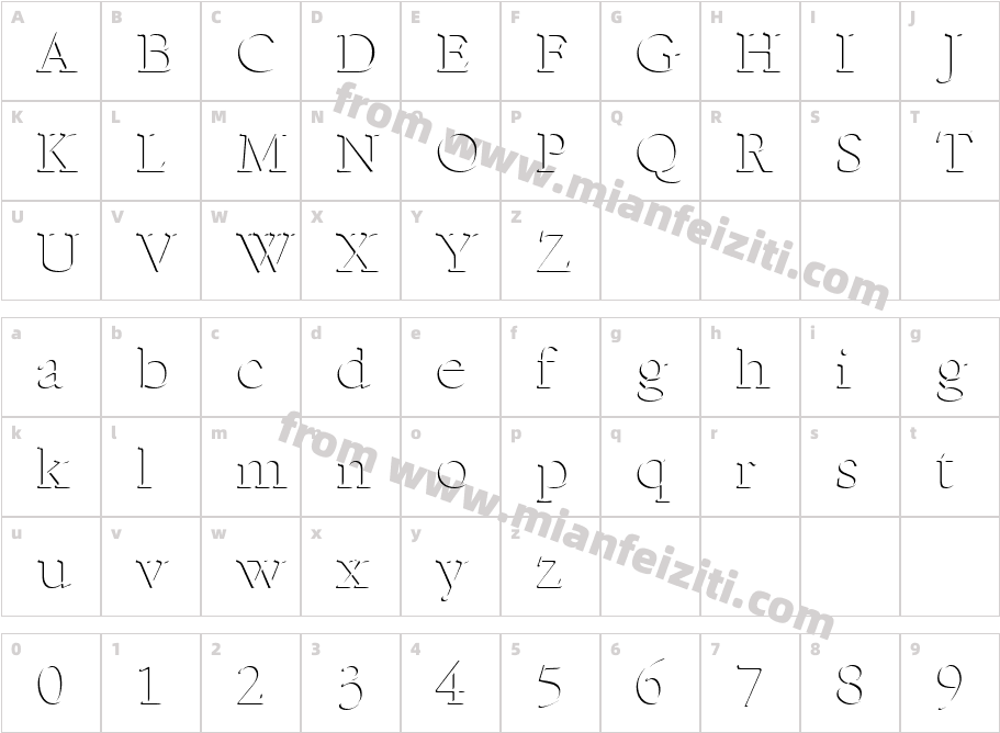 RELIEFSR字体字体映射图