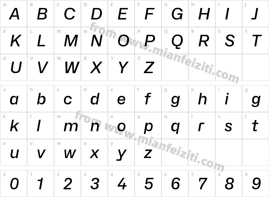 Hubot-Sans Medium Italic字体字体映射图