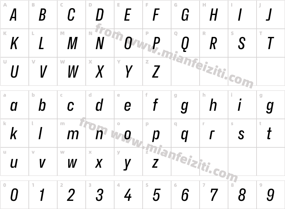 Hubot-Sans Medium Narrow Italic字体字体映射图
