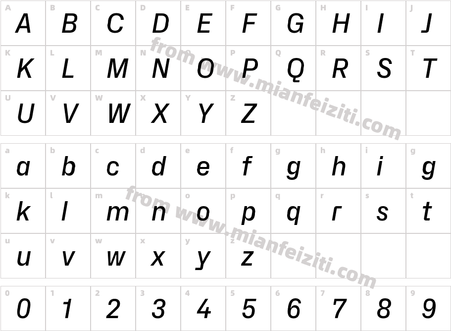 Hubot-Sans Medium Semi Italic字体字体映射图