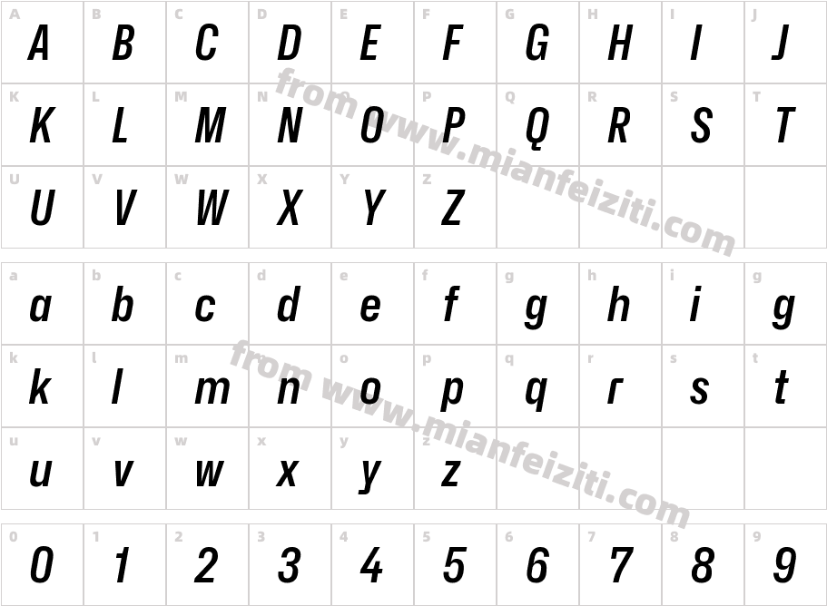Hubot-Sans SemiBold Narrow Italic字体字体映射图