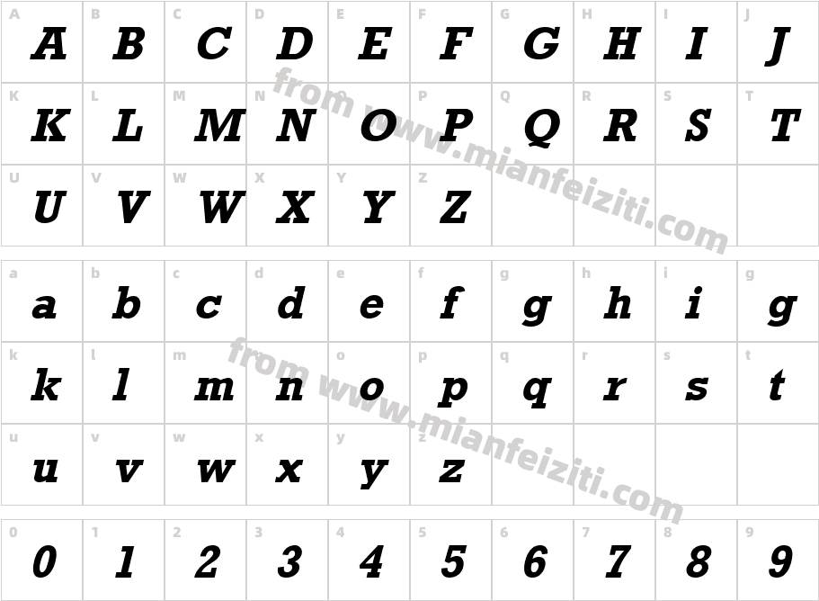 ROCKNBI字体字体映射图