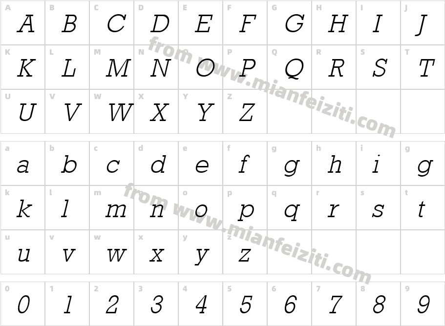 ROCKNLI字体字体映射图