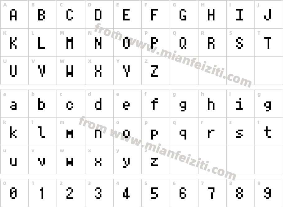 Ark-Pixel-10px-monospaced-ja-Regular字体字体映射图
