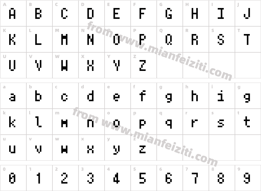 Ark-Pixel-10px-monospaced-zh_cn-Regular字体字体映射图