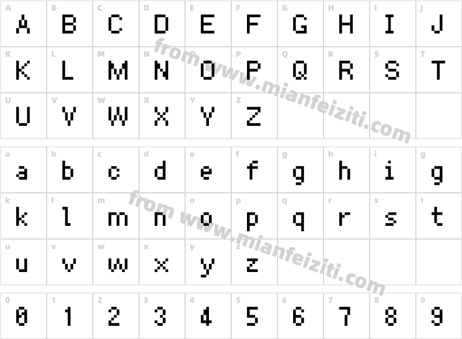 Ark-Pixel-10px-proportional-zh_cn-Regular字体字体映射图