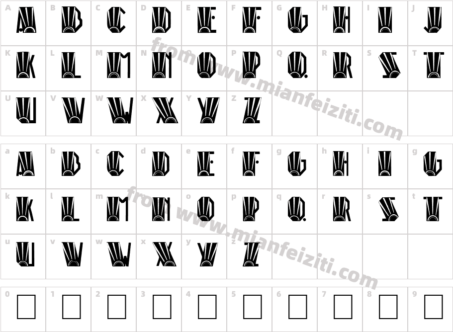 Rio Art Deco字体字体映射图