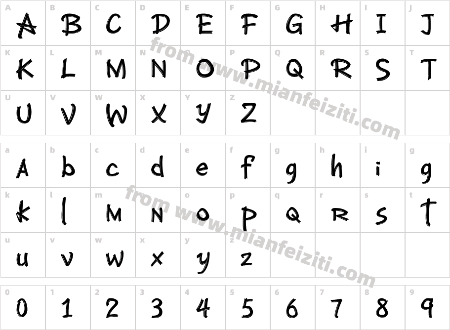 ZYENA Hibernal字体字体映射图