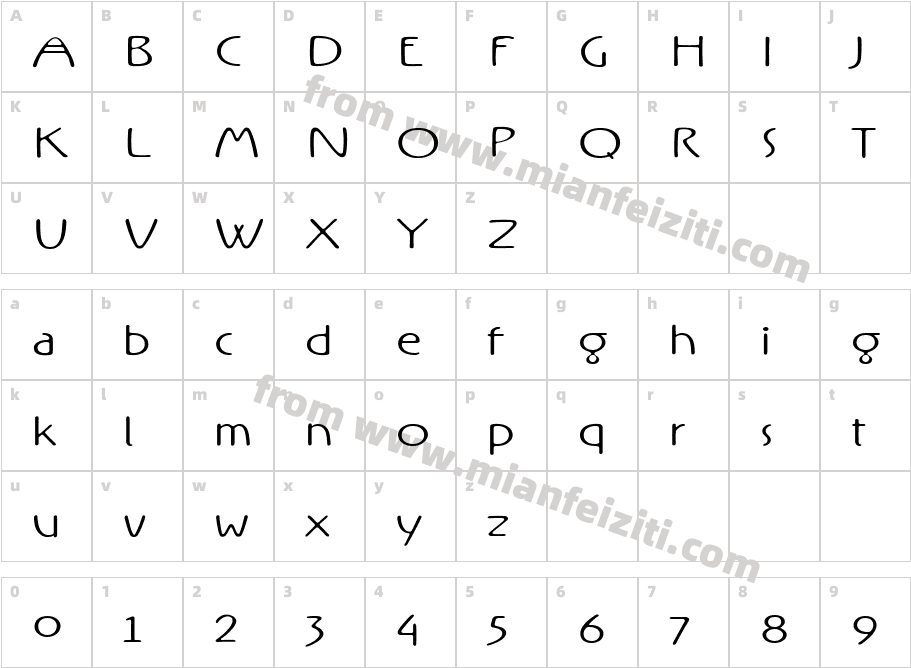 Rx-OneZero字体字体映射图