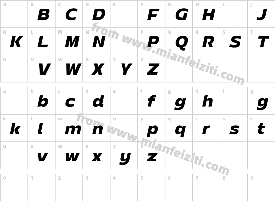 Yingyai DEMO SemiBold Italic字体字体映射图