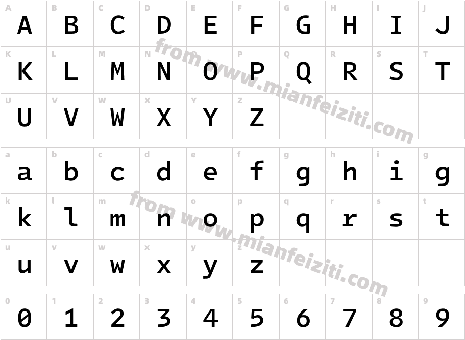 IntelOne Mono Medium字体字体映射图