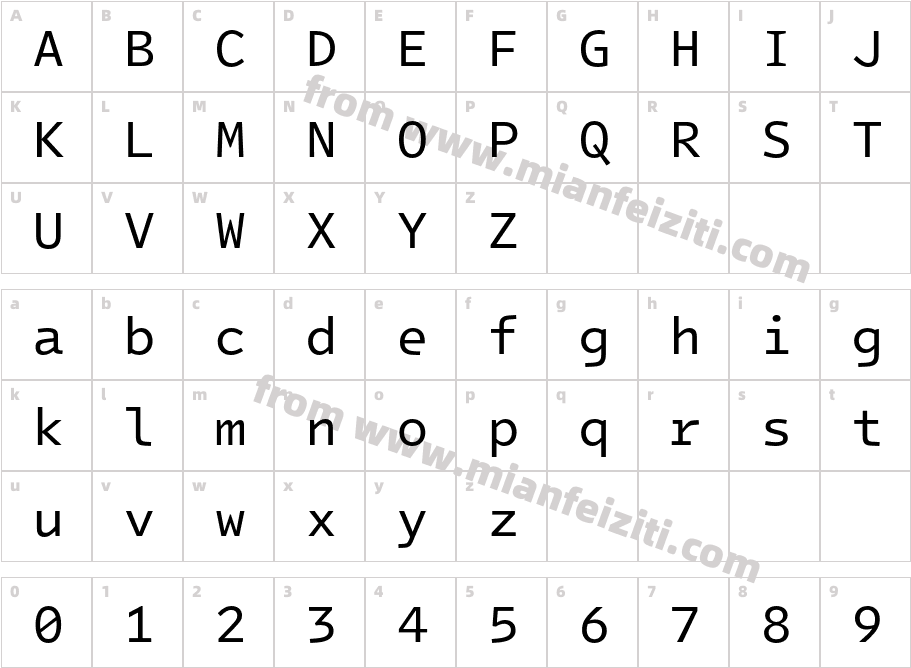 IntelOneMono-Regular字体字体映射图