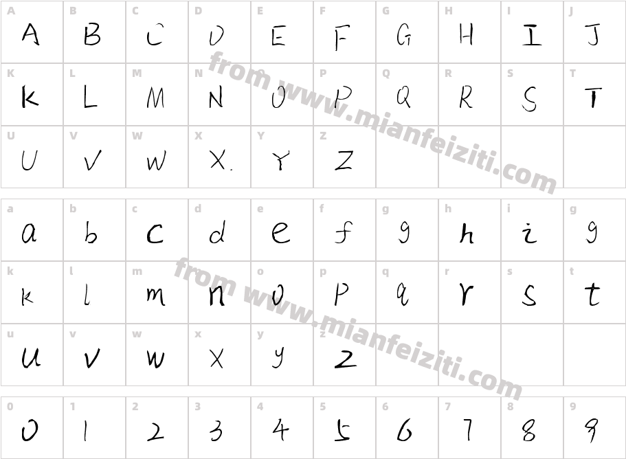 逆元素-张媛手写体字体字体映射图