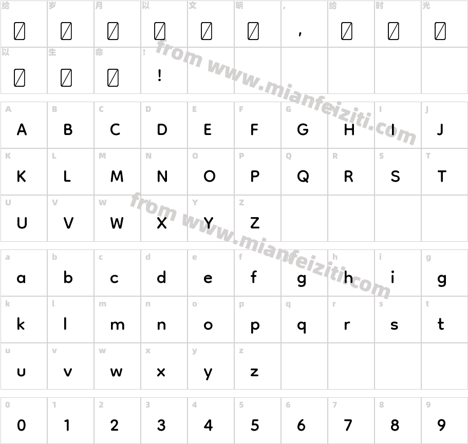 Dongle-Regular字体字体映射图