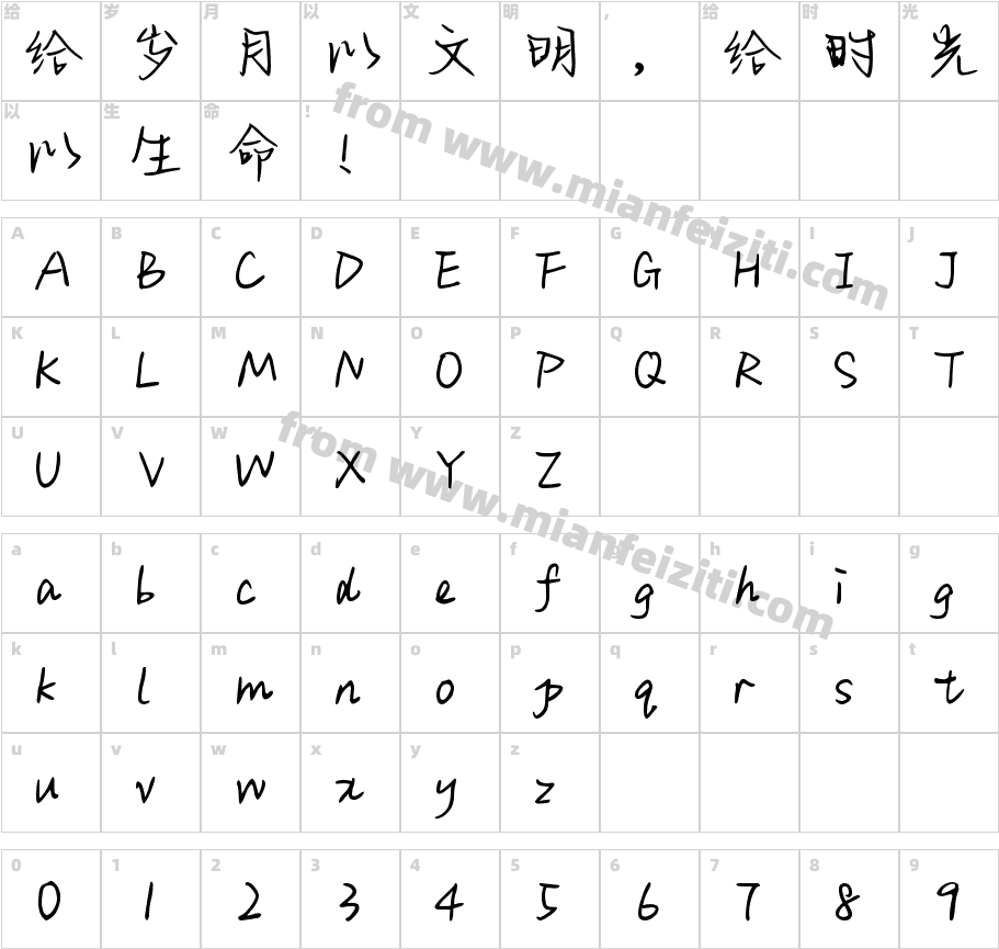 Aa我吹过你吹过的晚风v1.2字体字体映射图