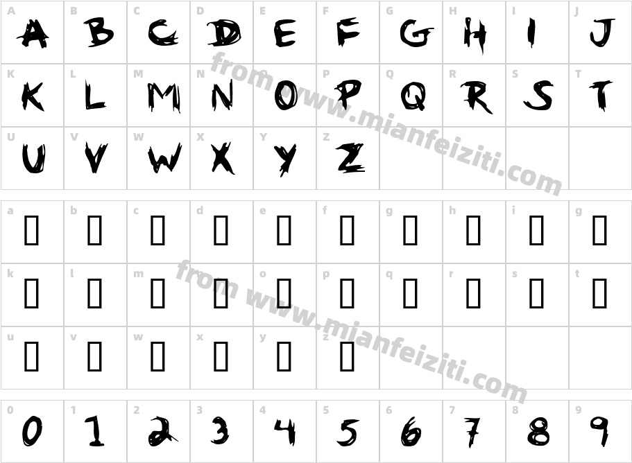 GRIBOUIL字体字体映射图