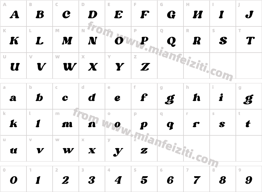 Margin-Italic字体字体映射图