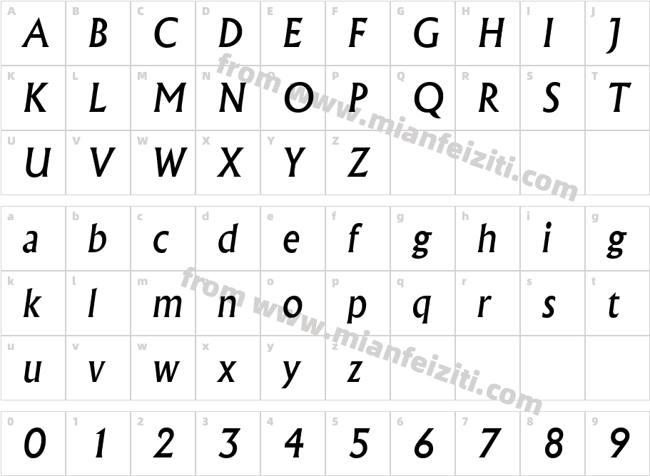 AlbertusMedium Italic字体字体映射图