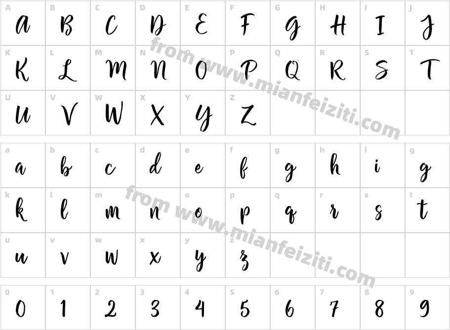 ChameliaScript字体字体映射图