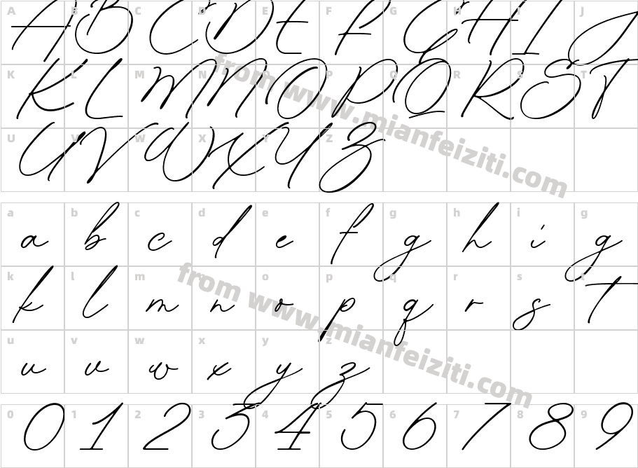 Giantoli Italic字体字体映射图