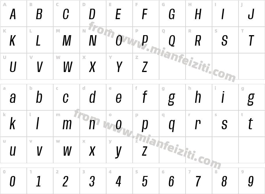Base Neue Condensed Oblique字体字体映射图