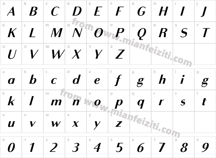 Bodoni Sans Text Bold Italic字体字体映射图