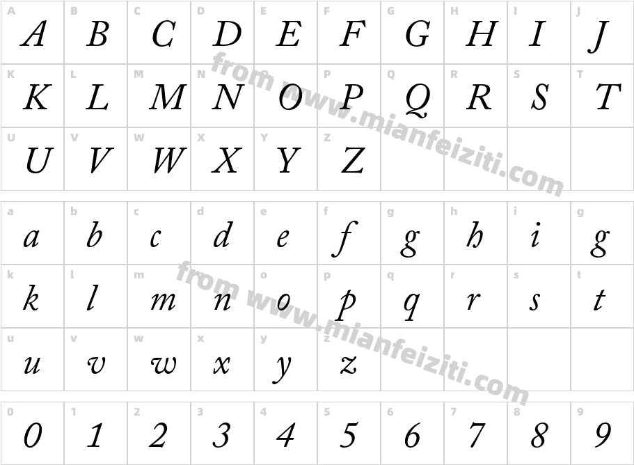 ACaslonPro-Italic字体字体映射图