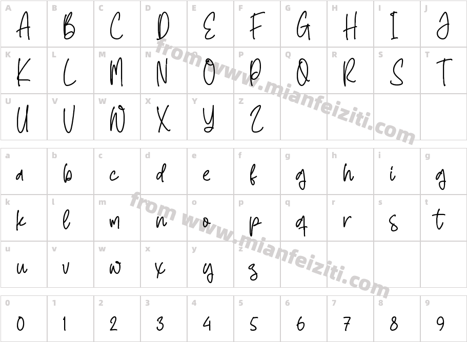 Daily Handwritten字体字体映射图