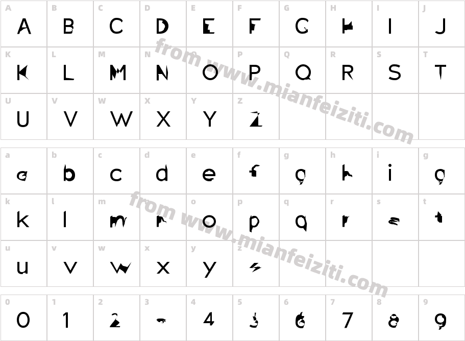 Distorted Sans字体字体映射图