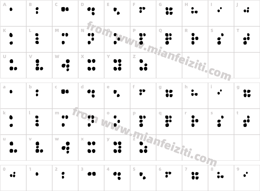 Heaven the Braille字体字体映射图