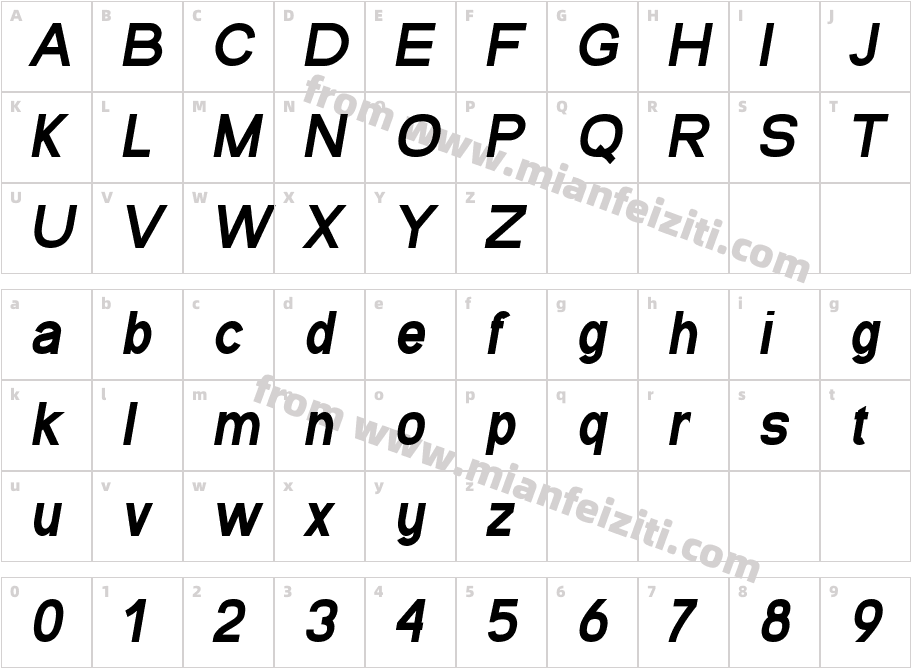 Lulusma Bold Italic字体字体映射图