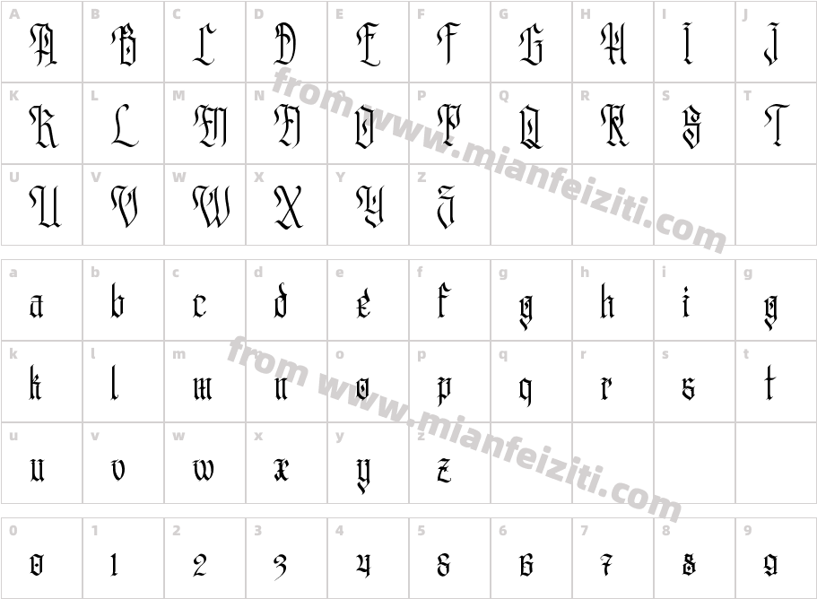 Posyden-Regular字体字体映射图