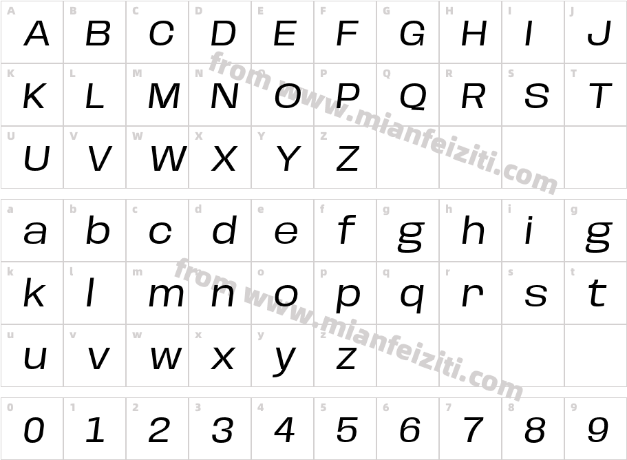 Base Neue Wide Oblique字体字体映射图