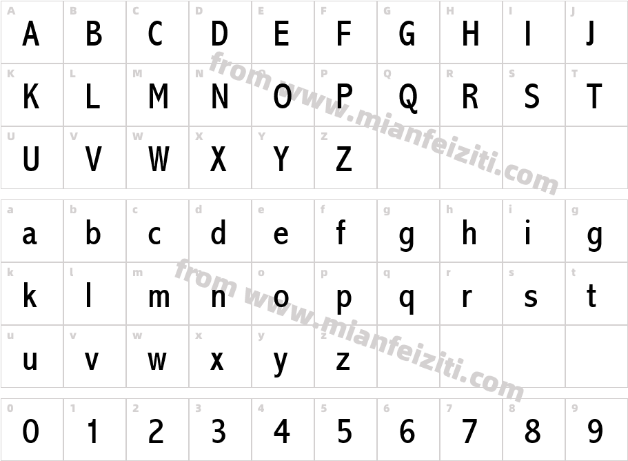 Abadi MT Condensed字体字体映射图