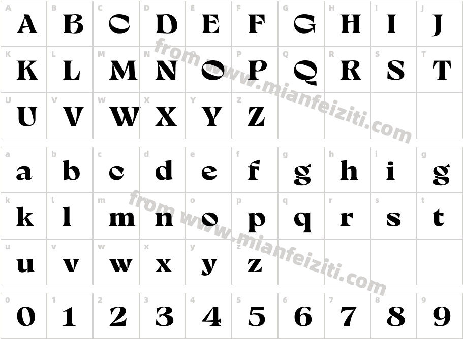 Milanesa Serif ExtraBold字体字体映射图