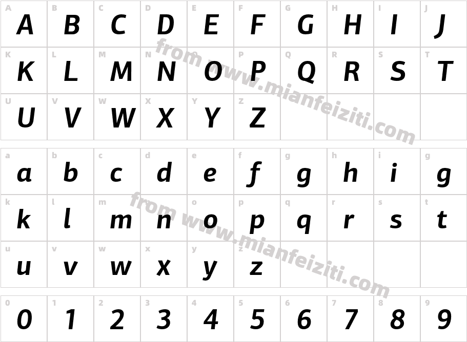PFCentroSansPro-BoldItalic字体字体映射图