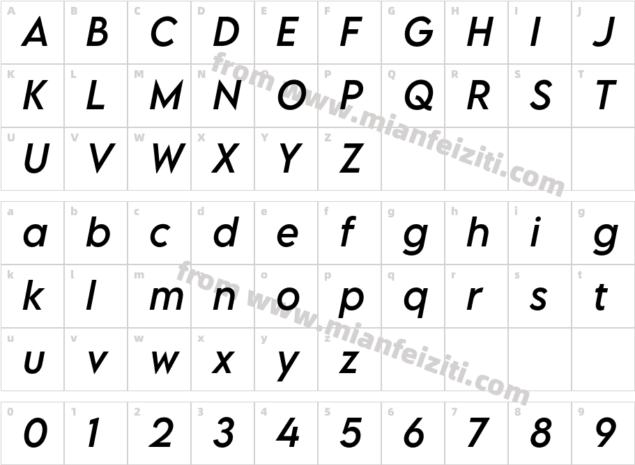LEMON MILK Pro FTR Regular Italic字体字体映射图
