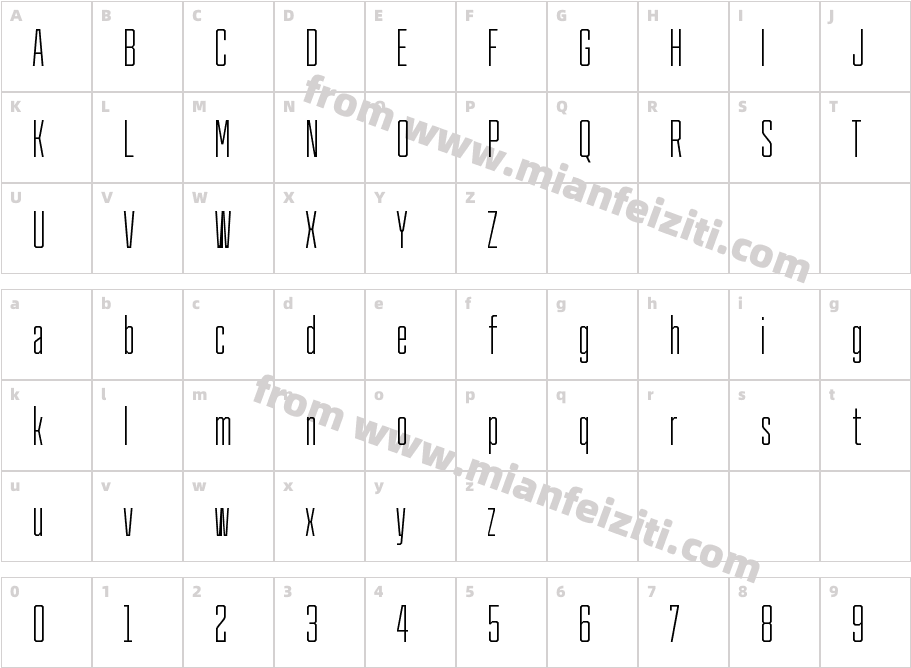 Cutmark Condensed Cn XLight字体字体映射图