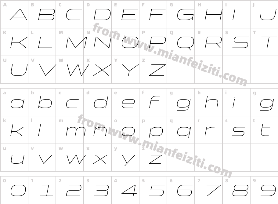 Clonoid Extra Light Italic字体字体映射图