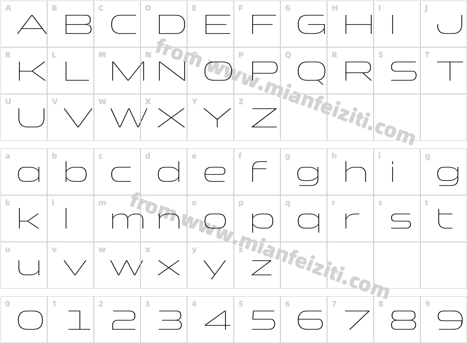 Clonoid Extra Light字体字体映射图